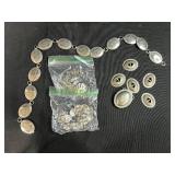 Collection of Western Style Silver Conchos, Buckle, and Belt Parts