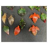 Lot of Leaf-Shaped Glass Beads with Beading Supplies
