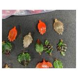Lot of Leaf-Shaped Glass Beads with Beading Supplies