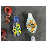 Collection of Hand-Blown Glass Chilis, Frogs, and Snake Figurines