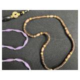 Vintage Ornate Metal Mirror Tray, Jewelry Assortment, and Mini Perfume Bottles