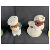 Collection of Vintage Black Americana Ceramic Kitchen Figurines and Salt & Pepper Shakers