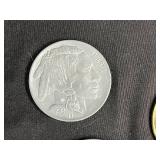 Assorted Vintage Coins and Collectible Tokens with Novelty Items