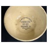 Collection of Vintage Stoneware Creamers, Teapot, and Advertising Bowls