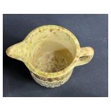 Collection of Vintage Stoneware Creamers, Teapot, and Advertising Bowls