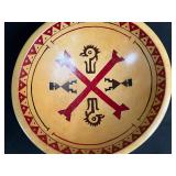 Handcrafted Wooden Bowl with Southwestern Geometric and Animal Motif
