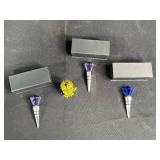 Set of 3 Crystal Wine Stoppers with Gift Boxes and Acorn Trinket Decoration