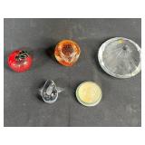 Collection of 5 Decorative Art Glass Paperweights, Assorted Designs