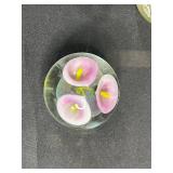 Set of 5 Art Glass Paperweights with Floral and Fruit Designs