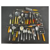 Collection of Vintage Bakelite Kitchen Utensils and Flatware