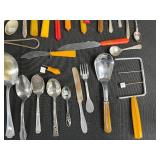 Collection of Vintage Bakelite Kitchen Utensils and Flatware