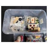 Collection of Vintage and Assorted Buttons in Plastic Bin