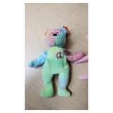 Ty Beanie Babies Lot including Maple the Bear, Peace Bear, Pink and Blue Octopus, and Others
