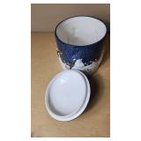 Snowman Themed Ceramic Cookie Jar with Lid