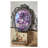 Tudor Rose Collection Round Candy Dish, Fine China Vase, and ornate floral picture frames