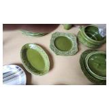 Crown Potteries Dinnerware Set including Green Regency Ironstone, HomeTrends Jazz Plates, and Accessories