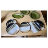 Crown Potteries Dinnerware Set including Green Regency Ironstone, HomeTrends Jazz Plates, and Accessories