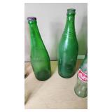 Lot of Vintage Soda and Beer Containers including 7-Up and Coca-Cola Bottles, Edelweiss and Hamm