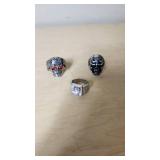 Large Skill Rings and One Clear Stone Ring