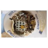 Lot of Watch Parts and Accessories including Bezels, Gears, and Tools