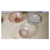 Pink and Clear Glass Bowls Lot