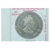 1996 ascension Island 50 Pence Coin. Copper-nickel.