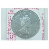 1987 St. Helena and Ascension Tristan Da Cunha 50 Pence Coin.