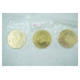 Gold-Plated Royal Mint of Malaysia Lunar Zodiac Coins 3ct (Gold-plated proof coins)