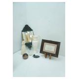 Vintage Lusterware Ewer, Vintage Mirrored Metal Wall Sconce and other decor