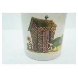 Antique Two-Toned Crock Jug w/Transferware Design on Front