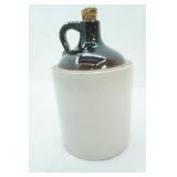 Antique Two-Toned Crock Jug w/Transferware Design on Front