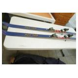 Snow Skis, Boots, Poles, and Bag