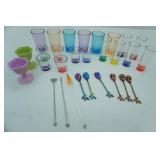 Colorful Shot Glasses and Stirring Spoons