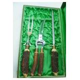 Vintage Anton Wingen Jr. Solingen Germany Othello Carving Set w/Stag Horn Handles