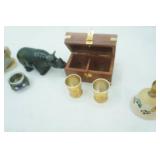 Bone Box, Russian Salt Cellar, Rum Cups, Vintage Avon Rino After Shave