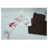Holiday Cardinal Curtains, swag-style, embroidered (2 sets)