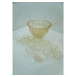 Vintage Hazel-Atlas Heritage/Lexington Pattern Glass Punch Bowl Set