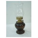 Vintage-Style Oil Lamp with a wooden base