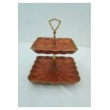Vintage Mid Century Modern California Pottery Two-Tiered Serving Tray
