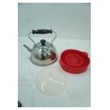 Stainless Steel Kettle (good condition) & Microwave Silicone Popcorn Popper