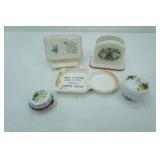 Ceramic Trinket Box and Covered Dish, Avon Ceramic Napkin Holder and More