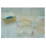 Poly Food Storage Containers with latching lids (unused) and 2 other storage bins w/lids