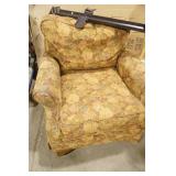 Set of Club Chairs, Twin Size Metal Bed Frame, Floor Lamp, Storage Shelf