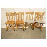 4 Wooden Dining Room Chairs on Wheels