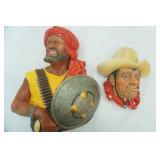 Vintage Bossons Chalkware "Rawhide" Wall Plaque; Vintage Bossons "Pathan" Chalkware Wall Plaque