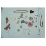 Jewelry Lot: Bracelets, NEcklace, Earrings, Broaches