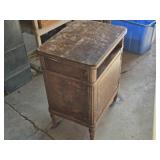 Wooden Cabinet with Hinged Door and Open Shelf