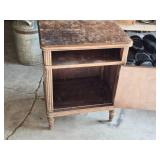 Wooden Cabinet with Hinged Door and Open Shelf