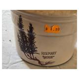 Set of Herb Planters including Chives, Sage, and Rosemary Ceramic Pots