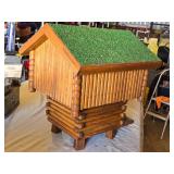 Handcrafted Wooden Cabin Birdhouse - Norwegian Stabbur Style